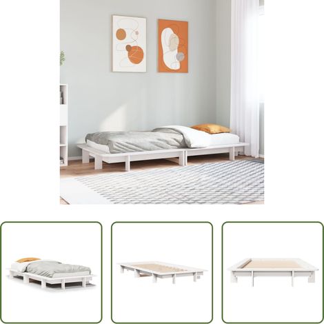 vidaXL Holzbett -  Massivholzbett ohne Matratze Weiß 75x190 cm Kiefernholz