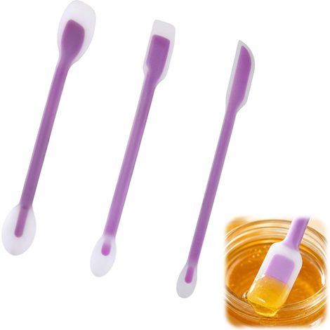 Lot de 3 Mini Spatules en Silicone 2 en 1, Petite Spatule à Double Tête pour Miel ou Confiture, Cuillère Spatule Flexible pour Pot, Ustensile de Cuisine Anti-Gaspillage (1/5)