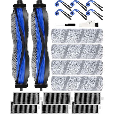 FOREHILL X11 OmniCyclone Accessoires pour ECOVACS DEEBOT X11 OmniCyclone/X11 Pro Omni Robot Aspirateur, 20 Pièces de Rechange: 2 Brosses Principales, 6 Brosses Latérales, 6 Filtres, 4 Rouleaux de Lava (1/5)