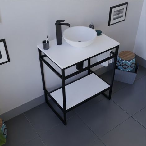 Meuble salle de bain avec vasque à poser STRUCTURA 70 cm- Blanc