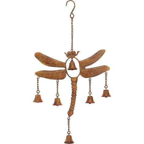 Dragonfly Wind Chime with Bells Iron Exquisite Craft Easy Installation Garden Dragonfly Wind Chime Hanging Decor for Outdoor Backyard (1/5)