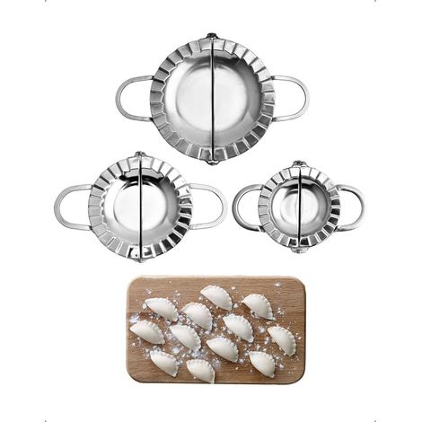 Lot de 3 Moule à Ravioli, Acier Inoxydable, Taille 75mm 85mm 95mm, Ergonomique, Pour Dumpling Gyoza Pâtisserie