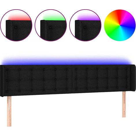 Maison Exclusive - Cabecero con LED de tela negro 203x16x78/88 cm (1/5)
