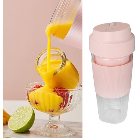 [Blender Electrique] Soda Blender 300ML 1200mAh USB Charge Portable Vitesse Haute Securite ABS Inox Rose pour Bureau Maison Voyage (1/5)
