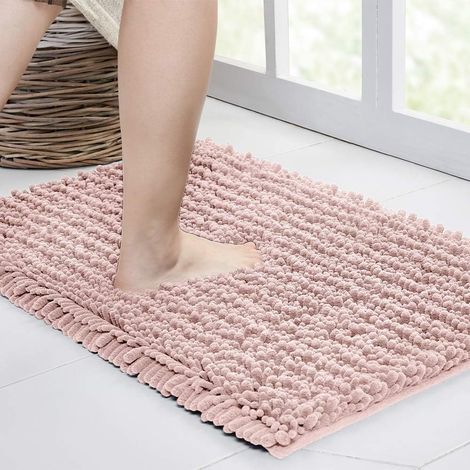 Wasserabsorbierende Matte, einfarbig, rutschfest, ideal für Zuhause, Hotel, Badezimmer und Schlafzimmer – rosa