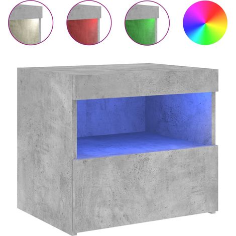 Comodino con cassetto e vano luci LED 50 x 40 x 45 cm MDF grigio DEC033191