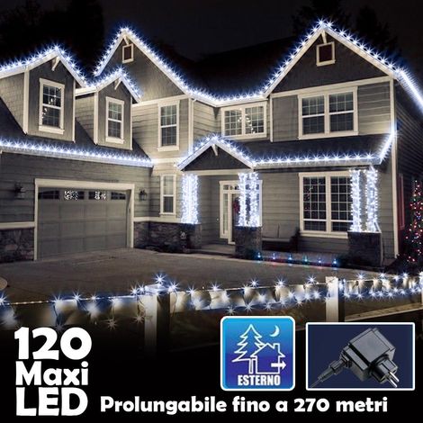 Catena Luminosa Natalizia 120Led Bianco Freddo cn Flash 9mt Esterno Prolungabile (1/5)