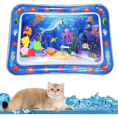 Tapis de jeu sensoriel à l\'eau pour chat, tapis de refroidissement gonflable pour chat, jouet interactif pour chat pour l\'été