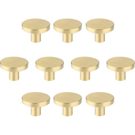 Möbelknöpfe aus gebürstetem Messing, goldene Kommoden-Schubladenknöpfe für Schränke, Flure, Badezimmer und Küchen, 10er-Pack (30 mm Pilz)
