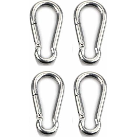 4pcs Mousqueton de Fixation pour Charges Lourdes, Sports, Chiens de Serrure, Hamac Balanoire, en Acier Inoxydable 304, 6mm épaisseur (1/4)