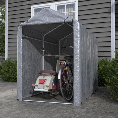 Caseta para bicicletas impermeable 100 x 187 x 160 cm, acero galvanizado gris HAVRYA (1/5)