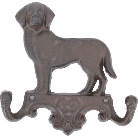 Percha de pared de perro de hierro fundido 2 ganchos 16 cm (1/5)