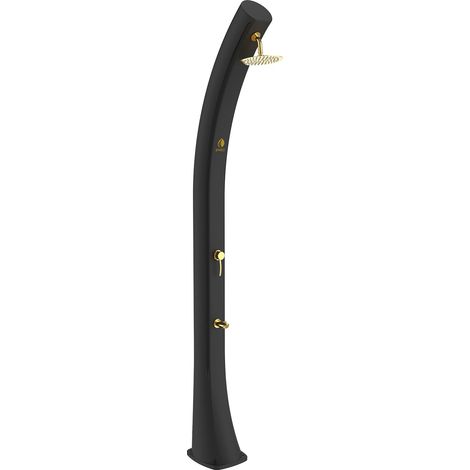 Sined Sole Xxl Curved Hd Douche Solaire En Polyethylene Avec Robinet Et Lavepieds Noir Reservoir De 40l Tête De Douche Ronde Lavepieds Accessoires En Metal Couleur Or (1/9)