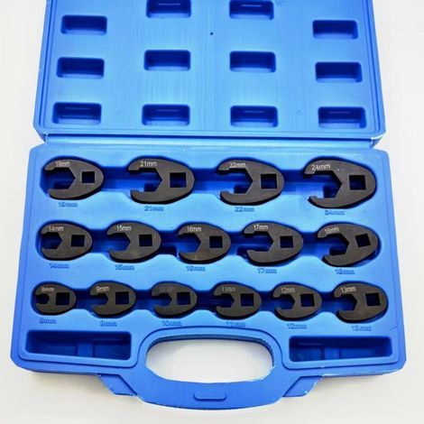Jeu de 15 clés à levier, clés à tuyauter métriques de 8 à 24 mm, à fourche, en chrome-molybdène, rallonges à cliquet de 3/8\ (1/4)