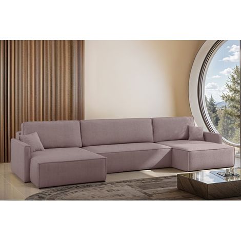 Wohnlandschaft mit Schlaffunktion Sofa LOUIS Stoff Scala Lavendel (1/4)