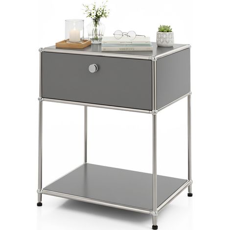 Metallregal Concept Epure MK-139 Beistell- & Aufbewahrungsregal mit Schublade & Ablagen Grau