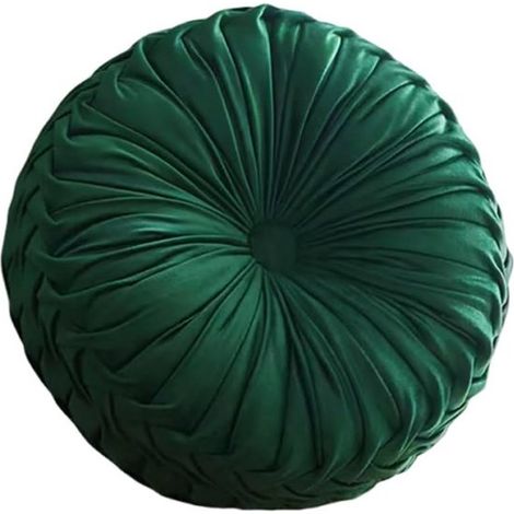 Coussins décoratifs - Coussin décoratif - Coussin décoratif rond - Coussins ronds pour canapé - Coussins ronds plissés pour fauteuil - Coussins décoratifs en forme de citrouille - 38 x 38 cm - Vert fo (1/5)
