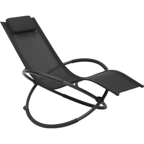 WOLTU Sedia Sdraio a Dondolo Relax Poltrona Swing Traspirante da Balcone Campeggio Nero (1/5)