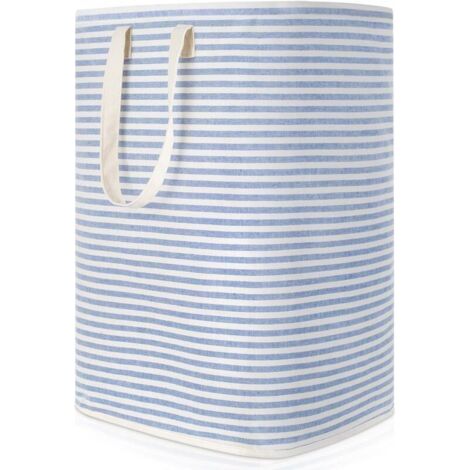 QORVA-Panier à linge sale pliable en tissu imperméable de 72 L, grande capacité, bleu