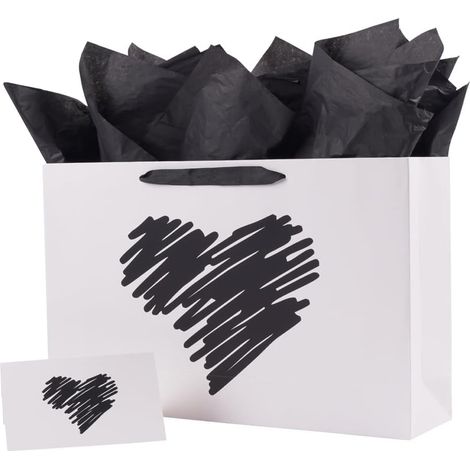 Sac cadeau blanc en forme de cœur - se porte à la main - idéal pour offrir -403010cm