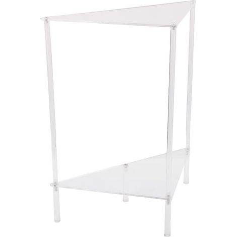 2-Tier Triangular Acrylic Corner Side Table, Small Transparent End Table with Shelf Support and 40 LB Capacity for Living Room, Bedroom (1/5)