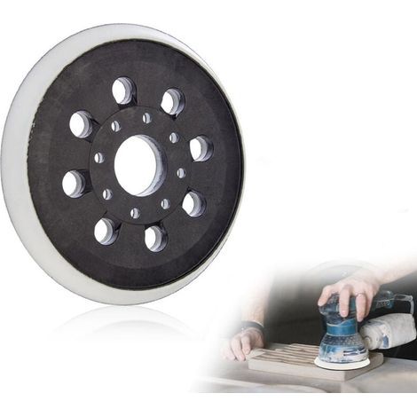 Patin de ponçage auto-agrippant 125 mm compatible avec Bosch PEX 300 AE 400 AE 4000 AE 125 mm,Ponceuse Excentrique par Poweka, (1/5)