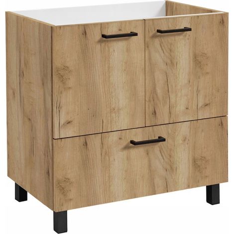 Meuble-lavabo - Oak Craft - 70 cm - Sur pied - Meuble de salle de bain (1/5)