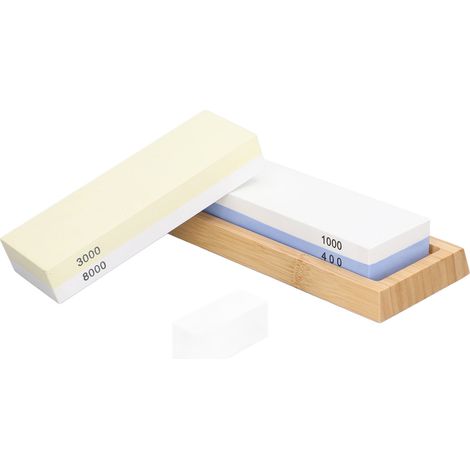 Ensemble de pierres à aiguiser pour couteaux, kit d'affûtage avec pierres à aiguiser de grains 400 et 1000, et 3000 et 8000 (1/5)
