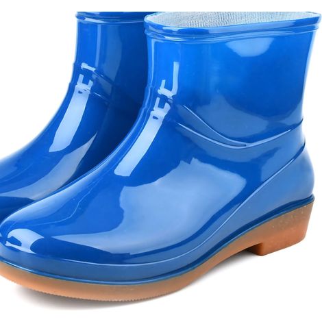 Bottes de Pluie Femme PVC Antidérapantes Courtes Tête Ronde Radian Moderne Taille 38 Bleu pour Jardinage (1/4)