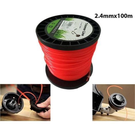 Fil De Débroussailleuse Rond 2,4 Mm Bobine De 100 Mt Câble De Tondeuse à Gazon écheveau Rouge (1/3)