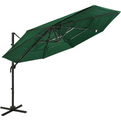Sonnenschirm mit Aluminium-Mast 4-lagig Grün 3x3 m