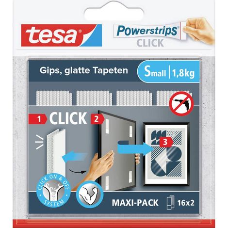 tesa Powerstrips CLICK Piccolo 16x 2 pezzi (L x L) 60 mm x 20 mm Contenuto: 16 Paio/a