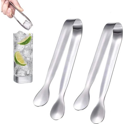 Lot de 2 pinces à sucre en acier inoxydable pour bar à bonbons, pinces à glace, pinces à sucre et glaçons, pinces à dessert, pour buffet Argenté (1/5)