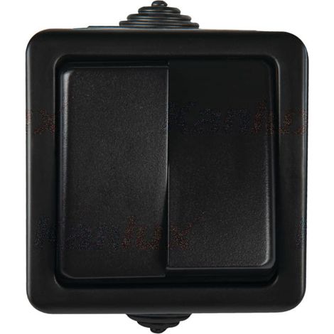 Doppio interruttore murale - 2 leve - IP54 - Nero - 72x72mm - TEKNO (1/2)