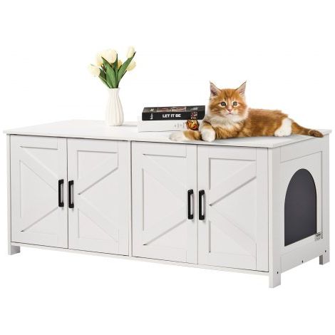 Meuble Cache Bac à Litière pour 2 Chats Maison de Toilette pour (1/5)