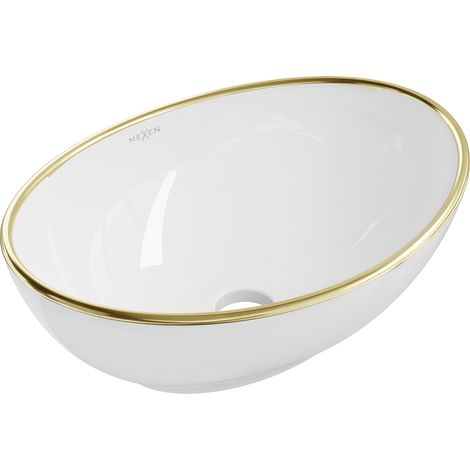 Mexen Elza Aufsatzwaschbecken 40 x 33 cm, Weiß/Gold - 21014005 (1/5)