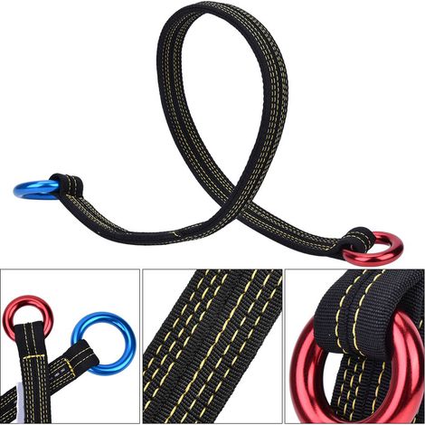 Corde de sécurité robuste pour grimpeurs avec double mousqueton, idéale pour l'élagage et travaux en hauteur