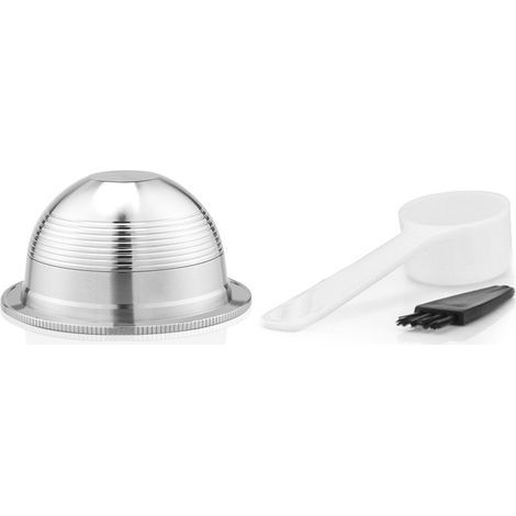 Kompatibel mit dem Nestlé Vertuo Plus Edelstahl-Kaffeekapselhalter, mit wiederverwendbarem halbkugelförmigem Filter (eine Kapsel + Bürste) und kleiner 70-ml-Tasse. (1/5)