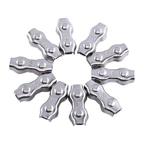 10Pcs M3 Duplex Clips Serre-câbles en Acier Inoxydable pour Filin Cable Inox (1/4)