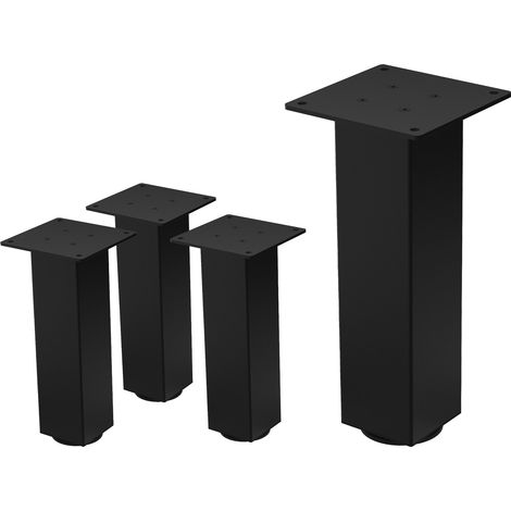 ML-Design Set 4 Gambe da Tavolo 30 cm Design a I Acciaio Verniciato Nero Lucido Forma Quadrata Profilo 8x8 cm Piedini Regolabili in Altezza Gambe per Mobili adatte per Tavolini Panche Sideboard
