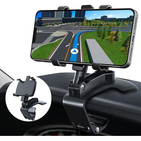 Support de téléphone de voiture, support de téléphone de voiture rotatif à 360 degrés et réglable pour smartphones de 4 à 7 pouces. (1/5)