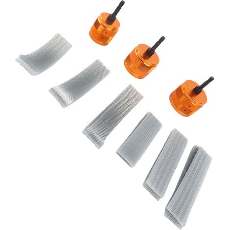 Lot 3 nettoyeurs tube cuivre 1/2 3/4 1 pouce mandrin hex 1/4 pouce accessoire perceuse 9 brosses acier inoxydable aluminium (1/5)