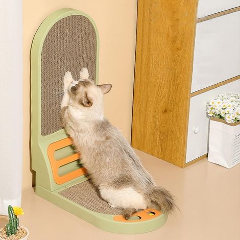 FLITI L-Shaped Cardboard Cat Scratcher, Thick Scratching Cushion, Comfortable Bed and Resting Area, Built-in Bell Toy, Furniture Protector, Compact Space-Saving Design, Double-Sided, Eco-Friendly, Ide (1/5)