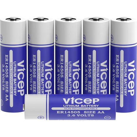 Lot de 6 Piles Lithium ER14505 AA 3,6V Li-SOCL₂ LS14500 2700mAh (1/5)