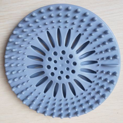 Couvercles de Drain de Douche, Filtre Attrape Cheveux Douche Silicone Tube Drainer Attrape Cheveux Bouchon avec Ventouse pour Cuisine Salle de Bain(Bleu gris) (1/3)