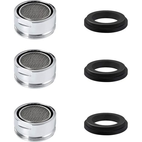 Aeratore per rubinetto KZQ M24, confezione da 3, aeratore per rubinetto in acciaio inox con filtro in acciaio inox per il risparmio idrico, per cucina e bagno, filettatura maschio da 24 mm. (1/4)