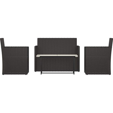4-tlg. Garten-Lounge-Set mit Kissen Poly Rattan Schwarz vidaXL (1/5)