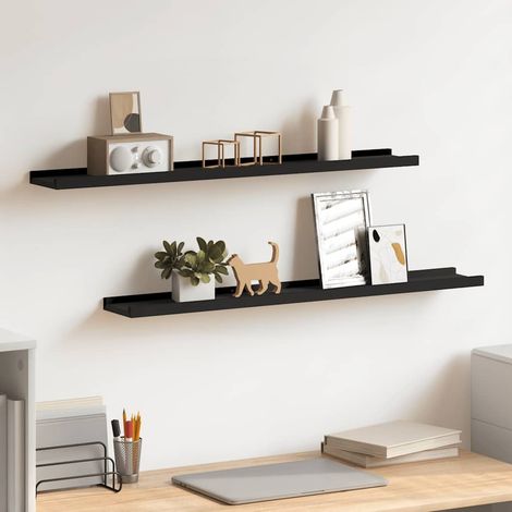 Bilderleisten 2 Stk. Schwarz 80x9x3 cm MDF
