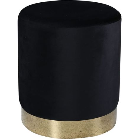 Benji Pouf, Hocker Ø35cm Velour schwarz, Messing. (1/5)