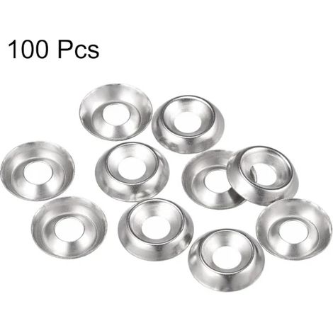 100 rondelles fraisées en acier inoxydable 304 pour le travail du bois, la construction et les machines, couleur argent n° 12 (1/5)